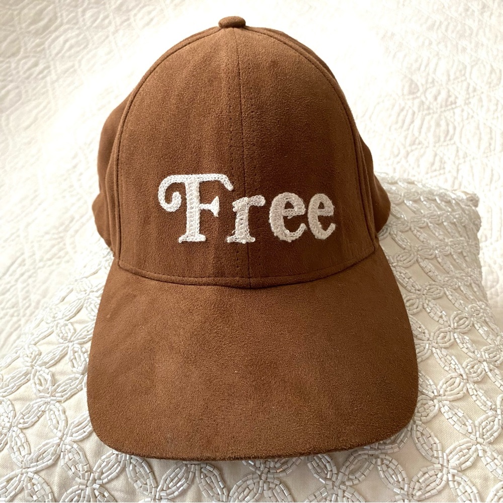 Wilfred Camel Brown Baseball Cap White Embroidery Adjustable Slide Strap